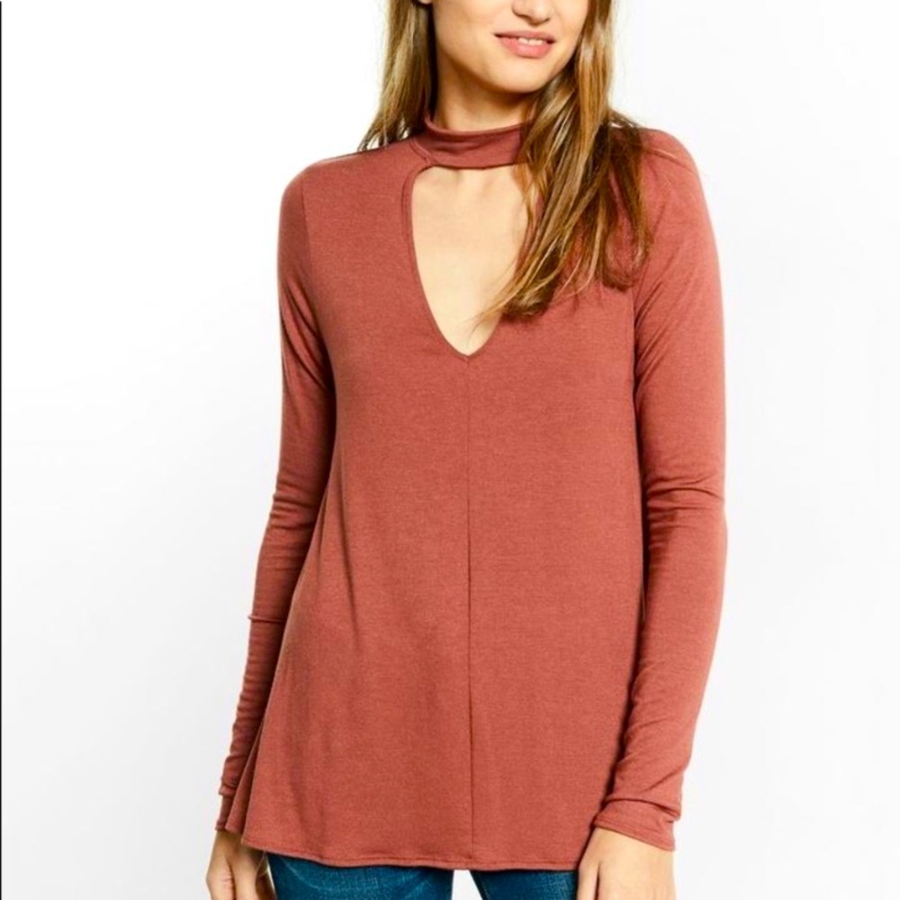 Express Blush Long Sleeve Choker Blouse Size XS